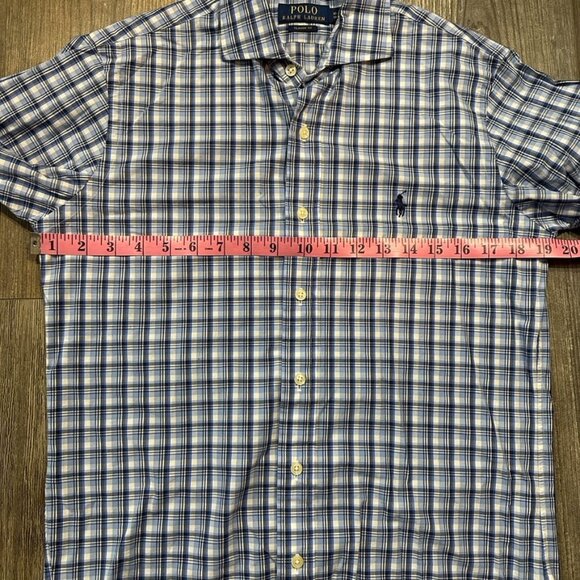Polo Ralph Lauren Performance Shirt Classic Fit Size XS Plaid Blue White Pony - Picture 5 of 9